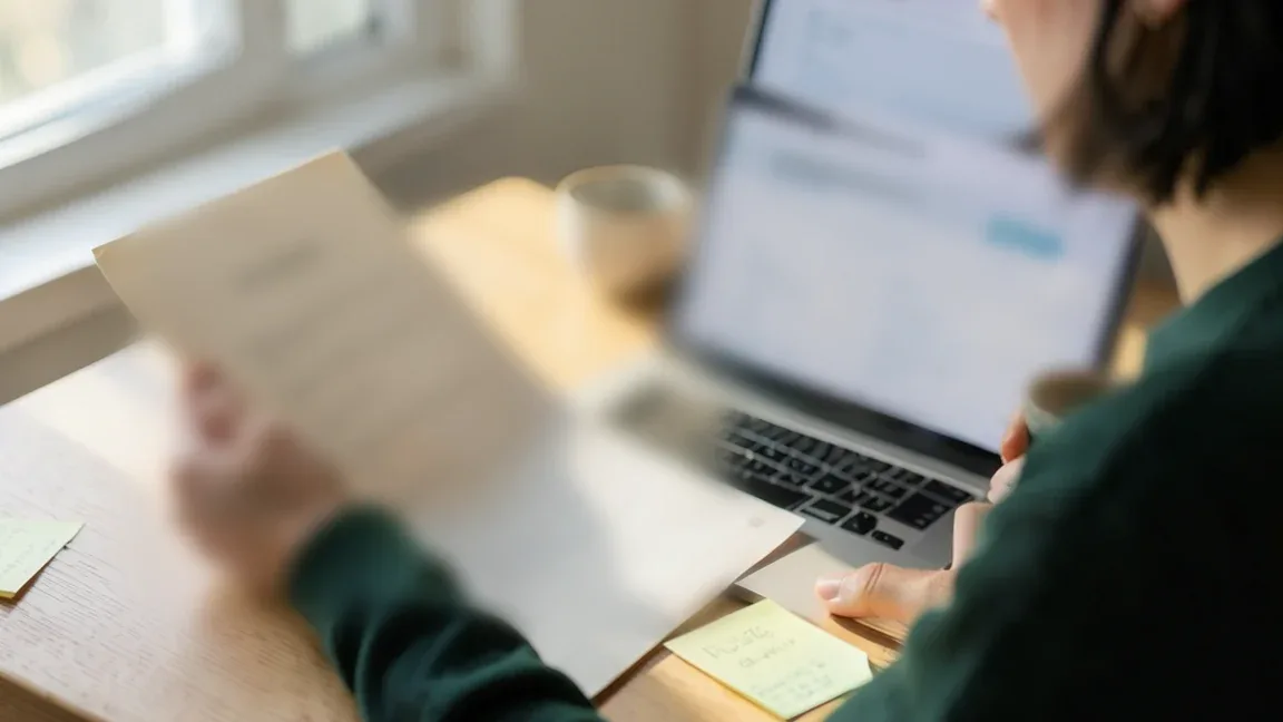 Client reviewing a printed website layout beside a laptop